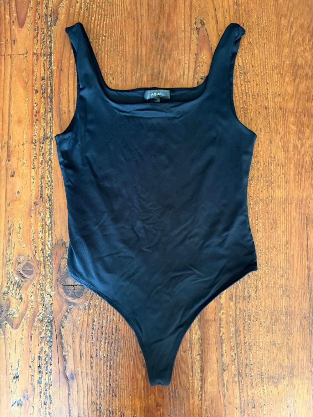 Aqua Black Bodysuit Thong Sleeveless Size Medium